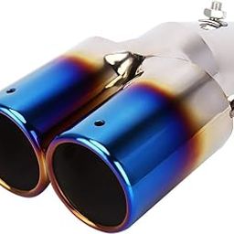 Spedy UNIVERSAL CAR STYLING STAINLESS STEEL CURVED DOUBLE OUTLETS EXHAUST TAIL MUFFLER TIP PIPE (BLUE) Model_No.MSSPNL28-image-43