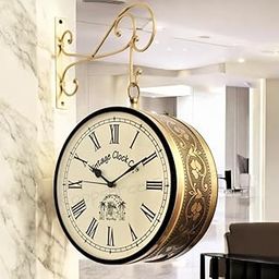Vintage Clock Handcrafted Double Side Clock / 6 Inch Size / Brass Finish / VC-65090-Analog-image-56