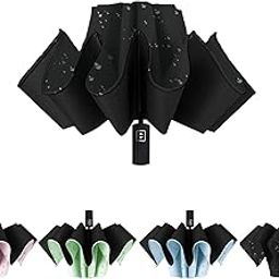 Automatic Open Large Compact Reverse Umbrella for Rain and UV Protection Inverted Folding Umbrellas with Reflective Safe Stripe Portable for Men and Women-image-5