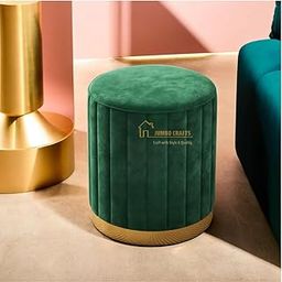 DECORO CRAFTS Office Room Dcor Mudda Pouffe Round Sitting Foot Stool for Living Room Sitting Pouffes Upholstered Pouffe Puffy for Foot Rest Home Furnishings-Green-image-38