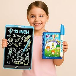 JUNJULA 2PCS- Water Magic Coloring Books with Refillable Pens, LCD Writing Tablet for Kids – 8.5 Inch Digital Slate Pad for Drawing & Writing-image-19