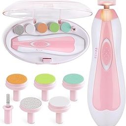Soaex Baby Nail Trimmer New Born Electric,Safe Baby Nail File, Baby Nail Clippers With Light And 6 Grinding Pads,360 Degree Moderate Rotating-60Db Light Sound (Multi Colure),1 Count-2