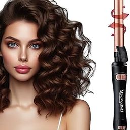 Urban yog Makemeebold Rotating Hair Curling Iron,14 Temperature Settings (100°C - 230°C),25 Mm Ceramic Barrel,Two-Way Rotation,Auto Shut-Off,Dual Voltage,360° Swivel Cord,Travel-Friendly,Rose Gold-28