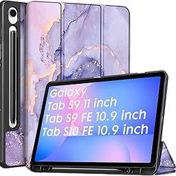 Robustrion Cover for Samsung Galaxy Tab S10 FE 10.9 inch/Tab S9 FE 10.9"/ Tab S9 11" with [S Pen Holder], Flip Case for Samsung Tab S10 FE / S9 FE/Tab S9 Tablet Cover [Auto Sleep Wake] - Marble Lilac-image-11