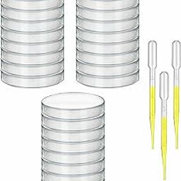VVS Polypropylene 30Pcs Perti Dish 50mm and dropper (3ml-3pcs) with Lid Sterile Bacterial Culture Dish Laboratory Plant Cell Tissue Culture Petri Dish Educational For Lab Laboratory-24