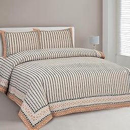 CLOTHOLOGY Bedsheet for Double Bed King Size | Jaipuri Rajasthani Cotton Bed Sheet | 1 King Size bedsheet with Pillow Cover | 240 TC Jaipuri Prints Flat Double Bed Bedsheet Cotton King Size-image-95