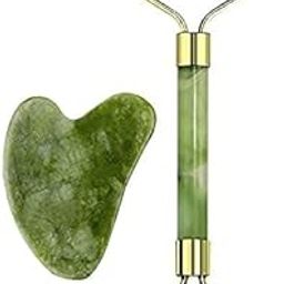 FLUXBOX Roller Face Massager For Women Men | 100% Natural Jade Stone Facial Roller Massage with Gua Sha Tool for Face Eye Neck Foot Massage | Skin care And Anti-Aging Therapy-17