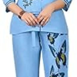Women's Linen Silk Sunflower Printed Causal Co-ord Set | Printed Cords | Fusion Wear Tunic with Pant | Tunic and Pant for Women | Collage Wear | Office Wear-image-55