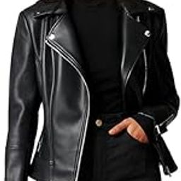 Leather Jacket For Women Biker Black-picture-41