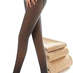 Women Tights High Waist Tummy Control Warm Pantyhose Fleece Lined Solid Color Stirrup/Footed Thermal Tights-image-71
