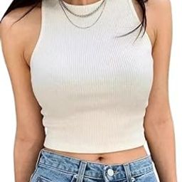 Women's & Girls Cotton Blend Stretchable Slim Regular Fit Solid Casual Sleeveless Ribbed Crop Tank Top-picture-7