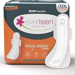 everteen Relax Night 30 XXXL Ultra Thin Sanitary Pads for Women, For Super Heavy Flow with Wider Back, Front to Back Coverage, Upto 12 Hours of Absorption, Maternity Pads, Pack of 1 (410mm)-image-43