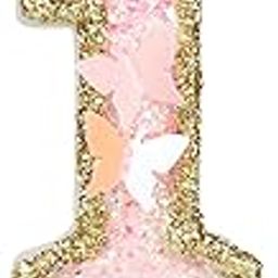 iNINGER Birthday Candle,Butterfly 1st Birthday Party Decorations for Women/Girl,Gold Pink Birthday Number 1 Candle,2.75" Large Glitter Birthday Candles Wedding Cake Topper Anniversary Party Decor-image-28