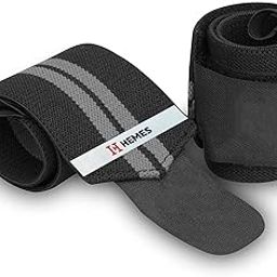 H-HEMES Elastic Wrist Supporter For Gym,Wrist Wrap,Hand Band With Adjustable Size Strap&Thumb Loop For Gym,Power Lifting Weight Lifting,Sports Training For Men&Women (Grey),Free size-14