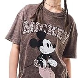 bewakoof Official Disney Merchandise Mickey Women's 100% Cotton Graphic Print Oversized Fit Round Neck T-Shirt-picture-8