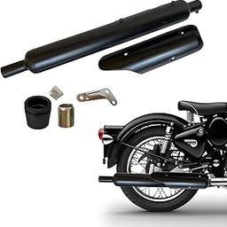 EAZ Stock Silencer Replica With Jaali For Royal Enfield Classic 350-500cc, Standard 350-500cc, Electra BS3/BS4, Look and Sounding Same as Stock Silencer (BLACK, BS3/4)-image-98