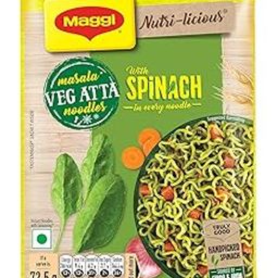 MAGGI Nutri-Licious Masala Veg Atta Noodles With Spinach In Every Noodle, 72.5 Grams (Pouch)-image-0