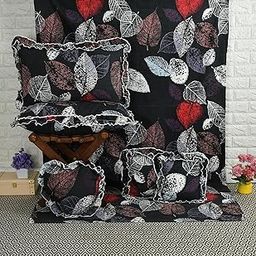 Luxurious Glace Cotton Home Bedding Set | 6 Piece with Frilly Pillowcases and Filled/Frilly Cushions | 6 Piece Bedsheet Set | Complete Bedding Sets-image-76