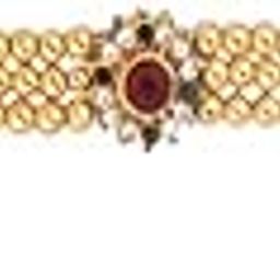 Plus’s Fancy gold finish sparkling red and green stone traditional short Ganpati necklace.-image-93