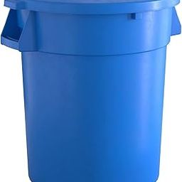 KTLT 32 Gallon Blue Round Commercial Trash Can with Lid, Ingredient Bin, Wastebasket for Restaurant/Kitchen/School/Garage-19