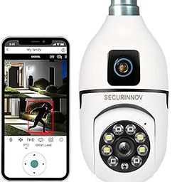 SECURINNOV 2+2MP Dual Lens Light Bulb Wireless IP WiFi Camera 1080p Full HD Color Night Vision Two Way Audio Auto Rotation 360 Degree Panoramic Mini Lamp IR CCTV Home Security-26