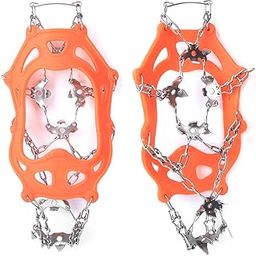 Ice Shoes Cover, Stainless Steel Climbing Shoe Crampons TPE Soft Glue for Hiking Shoes for Mountain Boots for Sports Shoes(M, 19 Teeth Orange)-image-33