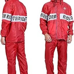 Pivalo Storm Rider Raincoat with Pants for Men Waterproof Full Length Hood & Pockets Rainwear for Gents and Boys Carry Bag Included- (Red, Size- XXL, 1 Pc)-43