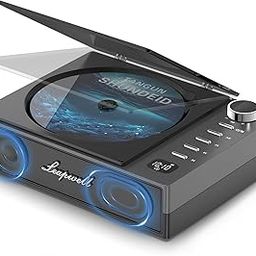 Portable CD Player with Speakers, Bluetooth Rechargeable, Small Compact Retro, 2 Speakers with HiFi Sound, Black-2