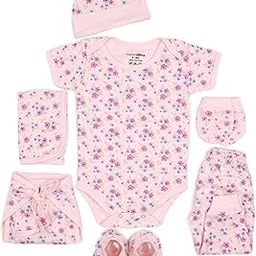 MOM'S HOME New Born BabyOrganic Cotton Baby Essential Gift Set 7 items | Pink Flower-image-86