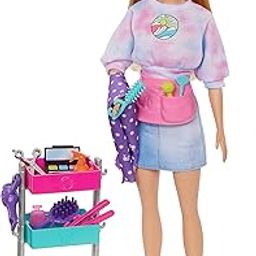Barbie “Malibu” Stylist Doll & 14 Accessories Playset, Hair & Makeup Theme with Puppy & Styling Cart-image-11