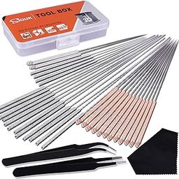 SIQUK 33 Pcs 3D Printer Nozzle Cleaning Kit 30 Pcs 0.15mm, 0.25mm, 0.35mm, 0.4mm, 0.5mm Cleaning Needles 2 Pcs Tweezers and 1 Pc Cleaning Cloth-29