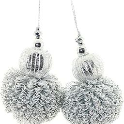 Stylish Moti Gotta Ball Handmade Latkan best For Suit Sari Gown Duptta Blouse Lehenga(Set of 1 Pairs) (Silver)-image-95