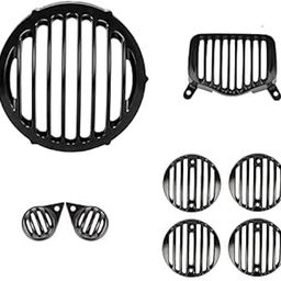 WHEETOYKART Heavy Duty Metal Bullet Standard Grill Set Bike Headlight Grill (Black)-image-19