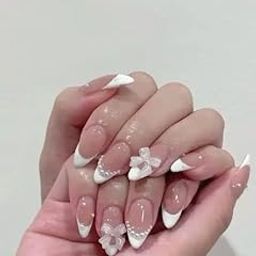 Vembley Set of 24 Pcs Artificial Reusable Press On Nails In Bowknot And Pearl Design With Sticker And Glue-picture-16