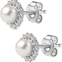 925 Silver CZ Diamond Freshwater Pearl Stud Earrings for Womens | With Certificate of Authenticity & 925 Stamp | Life-time Warranty*-image-52