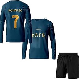 Soccer Football AL-NSR Full Sleeve Jersey Ronaldo 7 Away Kit Jersey with Shorts (Kid's, Boy's& Men)-image-79