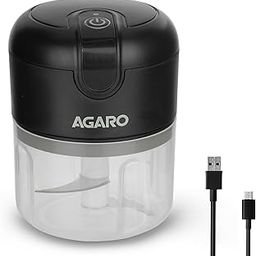 AGARO Elite Rechargeable Mini Electric Chopper, Food Grade Bowl, Stainless Steel Blades, One Touch Operation, for Mincing Garlic, Ginger, Onion, Vegetable, Meat, Nuts, 250 Ml, Black.-13