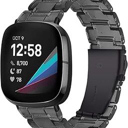Compatible with Fitbit Versa 3/ Fitbit Sense Bands Women Men, Stylish Resin Replacement Watch Band Straps Wristbands Bracelet with Metal Clasp Accessories for Fitbit Sense& Versa 3-image-21