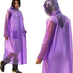 Lifelong Ladies Designer Raincoat | Polka Dot Print | Knee Length | Lightweight PVC Waterproof Raincoat for Women with Drawstring Hood | Portable, Stylish & Travel-Friendly (Size L, Purple)-picture-17