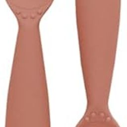 ezpz Mini Utensils - 100% Food Grade Silicone + Nylon Self Feeding Spoon & Fork for Baby/Toddler Led Weaning + Purees - Designed by a Pediatric Feeding Specialist - Sensory Bumps - 12 Months+ (Sienna)-image-14