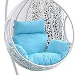 BOSSS FURNISHINGS Single Seater Hanging Swing Chair with Stand & Cushion for Indoor Outdoor Balcony | Rattan Hammock Jhula for Home Patio Porch Yard | Powder Coated Frame | 25 Inch (White)-image-10