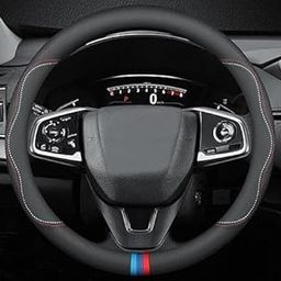 MIXEN Leather Car Steering Wheel Cover, Non-Slip Car Wheel Cover Protector Breathable Microfiber Leather Universal Fit for Most Cars-25