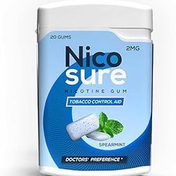 Nicosure Nicotine Gum Container Pack-2mg-Pack of 8-160 Gums|Tobacco Control Aid|Spearmint Flavour|Doctors' Preference|Aids in Quitting Tobacco|Great taste| Long lasting flavour|Sugar-free-24
