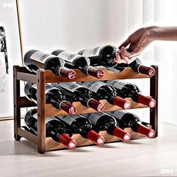 KRISHNA ART TOUCH Wood Wooden Tabletop Wine Bottle Storage Rack Stand, 3-Tier Storage Holder, 12 Bottle Capacity-28