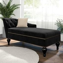 SS MART Sectional Lounger Diwan Chaise Luxury Button Tuffted Chaise Lounge Couch for Your Loving Space Living Room, Office, Bedroom (Black)-image-4