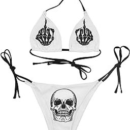 Women's Gothic 2 Piece Skull Letter Bikini Set-image-65