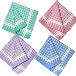 100% Soft Cotton Handkerchiefs/Rumal/Hanky for Women & Girls – Wicks Sweat from Hands & Face School/College Use – Set of 4 & 12 (Multicolor)-5