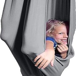 Ubervia Therapy Swing for Kids with Special Needs (Hardware Included) Snuggle Swing | Cuddle Hammock for Children with Autism, ADHD, Aspergers | Great for Sensory Integration (Gray Color and Blue c-image-71