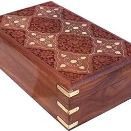 Woodiva Handmade Sheesham Rectangular Wooden Jewelry & Storage Decorative Box (Brown, 10 X 6 X 2.5 Inches)-image-16