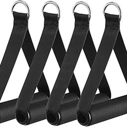 Garneck 4Pcs Resistance Band Handles Plastic D Ring Exercise Strap Foam Handle Band Fitness Equipment for Home Gym Overhead Strength Training Stretching Black-image-84